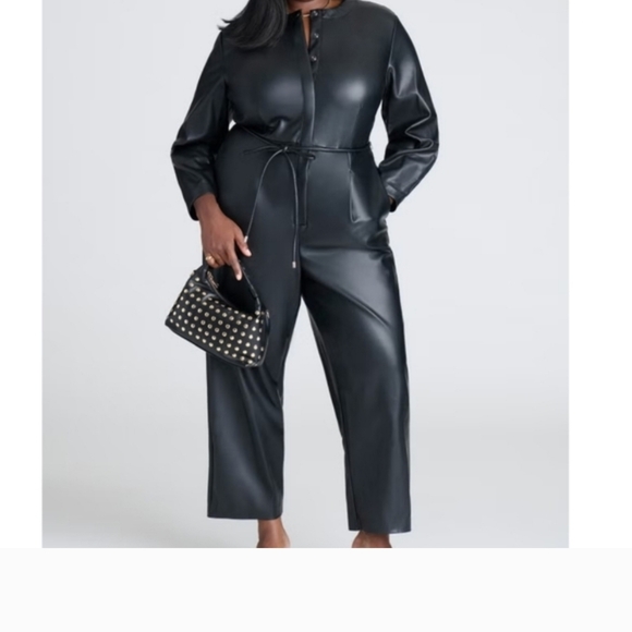 Eloquii Pants - NWOT ELOQUII 18 Faux Leather Jumpsuit With Tie
